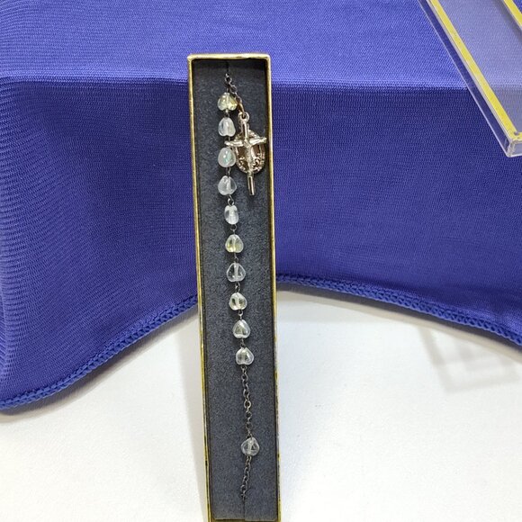 Our Lady Of Fatima Rosary Bracelet Heart Beads & Cross Charm W/ Case New Unused - Picture 3 of 7
